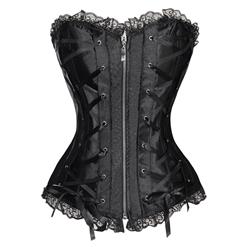 Sexy Fashion Black Lace Zipper Closure Lace-up Corset N4298