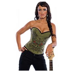 Magic Printed Rhinestone Corset Dark green, Corset , Magic Printed Rhinestone Corset, #N4342