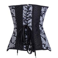 Women's Steampunk Retro Steel Boned Criss Cross Satin Overbust Corset N4403