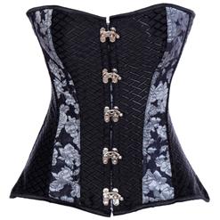 Women's Steampunk Retro Steel Boned Criss Cross Satin Overbust Corset N4403