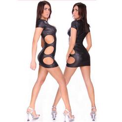 Robe Revealing Keyhole Clubwear Black N4491