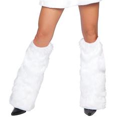 Pom Pom Leg Warmers, Faux Fur Legwarmers, White Legwarmers, #N4613