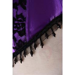 Women's Purple Halter Lace Splicing Body Shaper Overbust Corset N4725