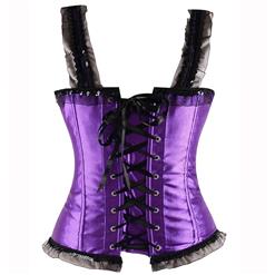 Women's Purple Halter Lace Splicing Body Shaper Overbust Corset N4725