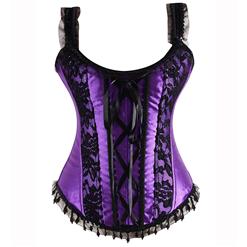 Women's Purple Halter Lace Splicing Body Shaper Overbust Corset N4725