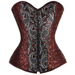 Overbust Steampunk Style Corset, Brown Brocade Corset, Steampunk Style Corset, #N4733