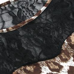 Sexy Leopard Pattern Sheer Lace Long Sleeve Bodycon Mini Dress N4735