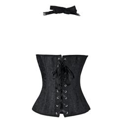 Black Brocade Full-Back Corset N4773