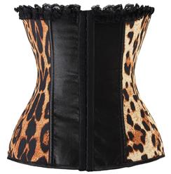 Women's Strapless Leopard Print Ruffle Trimmed Temptation Overbust Corset N4865