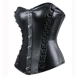 Vegan Leather buckle Sides Corset N5109