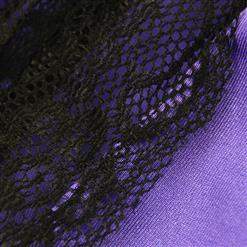 Sexy Purple Spaghetti Straps Deep V  Front Lace Backless Bodysuit Lace Teddies Lingerie N5600