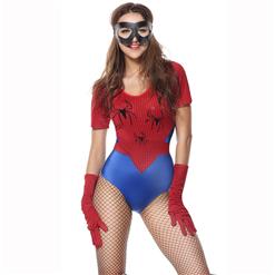 Women's Spider Short Sleeves Leotard Theatrical Fancy Ball Adult Halloween Costume N5615