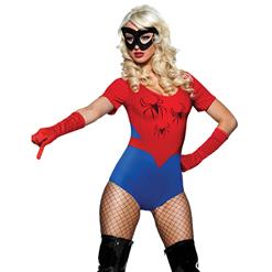 Women's Spider Short Sleeves Leotard Theatrical Fancy Ball Adult Halloween Costume N5615