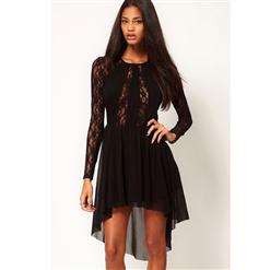 Crew Neck Sheer Lace Top Dress N5635