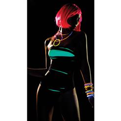 Black Light Glow Slashed Romper N5653