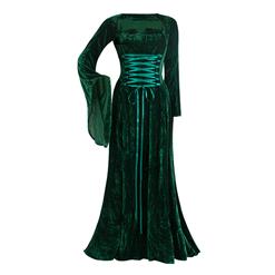 velvet teal medieval sleeves dress N5759