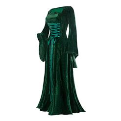 velvet teal medieval sleeves dress N5759
