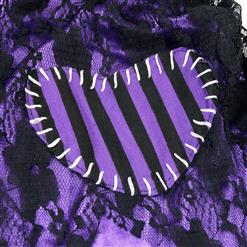 Sexy Nitty Purple-black Irregular Patch Off Shoulder Witch Halloween Costume N5861