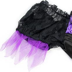 Sexy Nitty Purple-black Irregular Patch Off Shoulder Witch Halloween Costume N5861