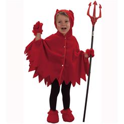Childs Devil Cape Costume, Childrens Girls Red Little Devil Hooded Cape, Toddler Costume for Halloween, #N5968