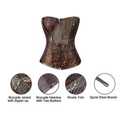 Brocade Steampunk Corset With Zip N6108