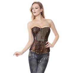 Brocade Steampunk Corset With Zip N6108