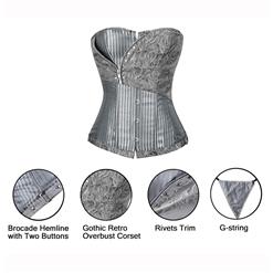 Silver Jacquard Stripe Corset N6183