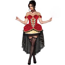 Women's Sexy Fairy Tale Deluxe Queen Of Hearts Overbust Hi-Lo Adult Role Play Costum N6200