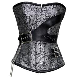 Steampunk Brocade Corset, Black and Silver Brocade Corset, Steampunk Corset, #N6222