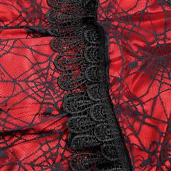 Deluxe Dark Black-red Cobweb Vest Mistress Fancy Ball Theatrical Halloween Adult Costume N6311