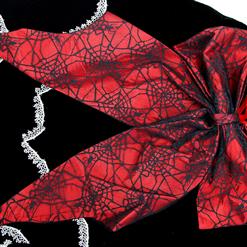 Deluxe Dark Black-red Cobweb Vest Mistress Fancy Ball Theatrical Halloween Adult Costume N6311