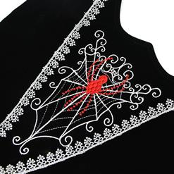 Deluxe Dark Black-red Cobweb Vest Mistress Fancy Ball Theatrical Halloween Adult Costume N6311