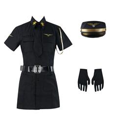 Sexy Pilot Girl Costume Black N6314