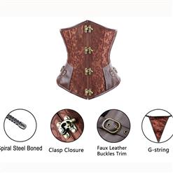 Brown Steel Boned Steampunk Underbust N6337