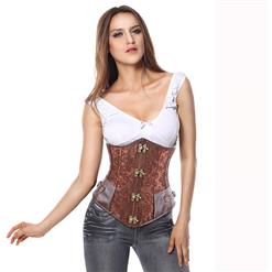 Brown Steel Boned Steampunk Underbust N6337