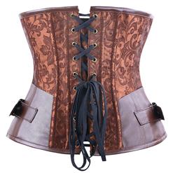 Brown Steel Boned Steampunk Underbust N6337