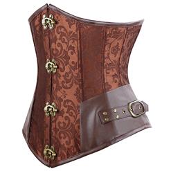 Brown Steel Boned Steampunk Underbust N6337