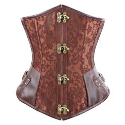 Brown Steel Boned Steampunk Underbust N6337