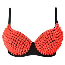 Rhinestone Bras, spiked oranged Bras, Sexy Punk Rivets Bra, #N6389