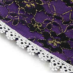Deluxe Evil Queen Black-purple Overbust Stand Collar Theatrical Fancy Ball Costume N6382