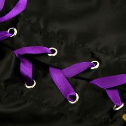 Deluxe Evil Queen Black-purple Overbust Stand Collar Theatrical Fancy Ball Costume N6382