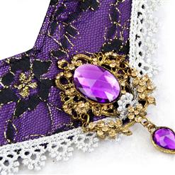 Deluxe Evil Queen Black-purple Overbust Stand Collar Theatrical Fancy Ball Costume N6382