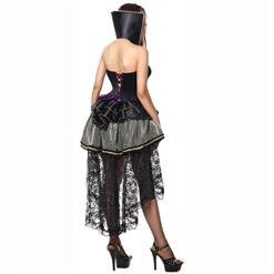 Deluxe Evil Queen Black-purple Overbust Stand Collar Theatrical Fancy Ball Costume N6382