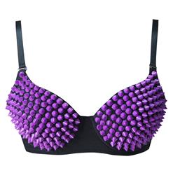 Rhinestone Bras, Purple spiked Bras, Studded Bra, #N6386