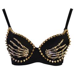 Metal Skeleton Studded Bra Top, Metal Skeleton Bra Top, B Cup Underwire Bra Top, #N6396