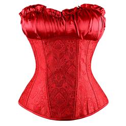 Red Paisley Design Corset, Renaissance Corset Top, Red Renaissance Overbust Corset, #N6527