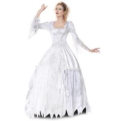Deluxe White Medival Palace Ghost Countess Adult Halloween Fancy Ball Cosplay Costume N6532