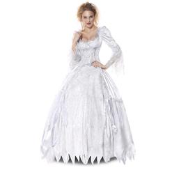 Deluxe White Medival Palace Ghost Countess Adult Halloween Fancy Ball Cosplay Costume N6532