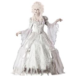 Deluxe White Medival Palace Ghost Countess Adult Halloween Fancy Ball Cosplay Costume N6532