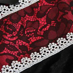 Deluxe Black-red Lace Vampire Vixen Queen Hi-Lo Stand Collar Halloween Costume N6533